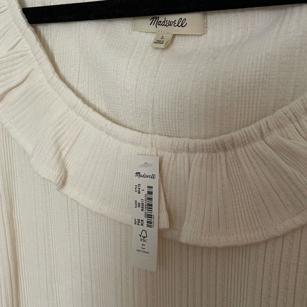 Madewell Ribbed Pointelle Ruffled Scoop Tank - Picture 2 of 3